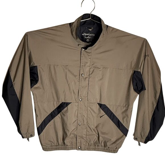 DryJoys by FJ FootJoy Men's Vented Lined Windbreaker Golf Jacket Tan Black Large - Picture 1 of 9